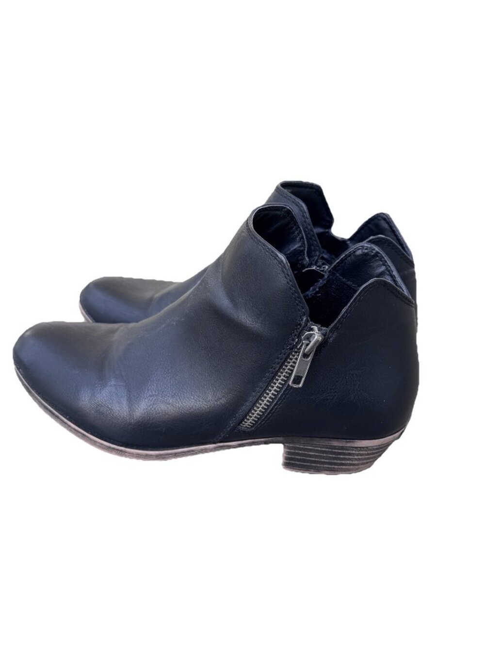 Serra Ankle Bootie Womens Size 8 Black  Block Heel Comfort Almond Toe Zip Up